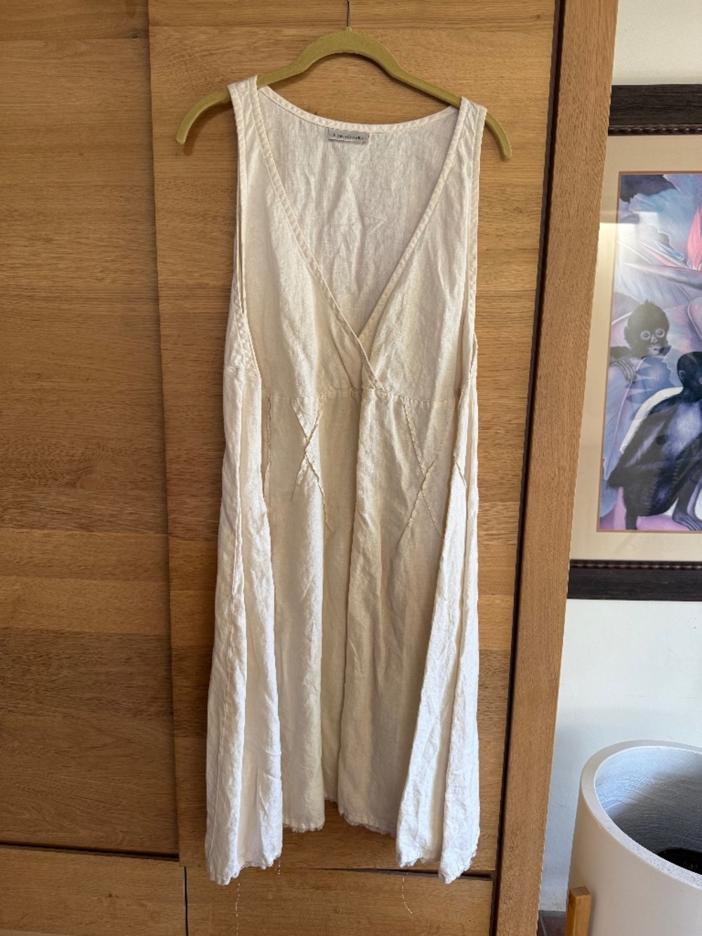 HOMEFROCKS Vintage Linen V-neck Dress